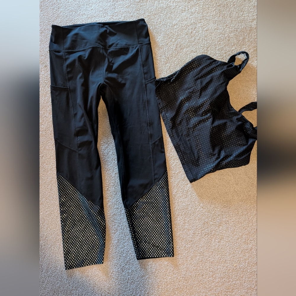 ZYIA Black Leggings with Silver Dot Accent